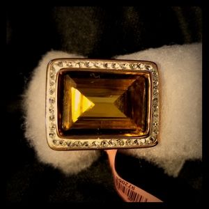 Emerald Cut Topaz Crystal Cocktail Ring